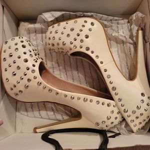 Aldo White/Off White Studded Plaform Pumps